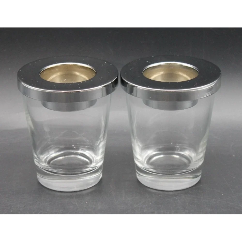 PartyLite Versatility Votive Candle Holders P8488 Glass Metal Tealight Set of 2